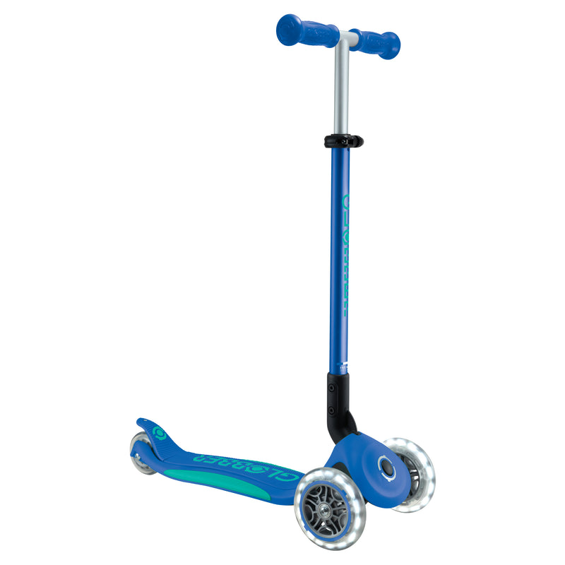Globber - Primo Foldable Plus Lights | Navy Blue/Emerald Green