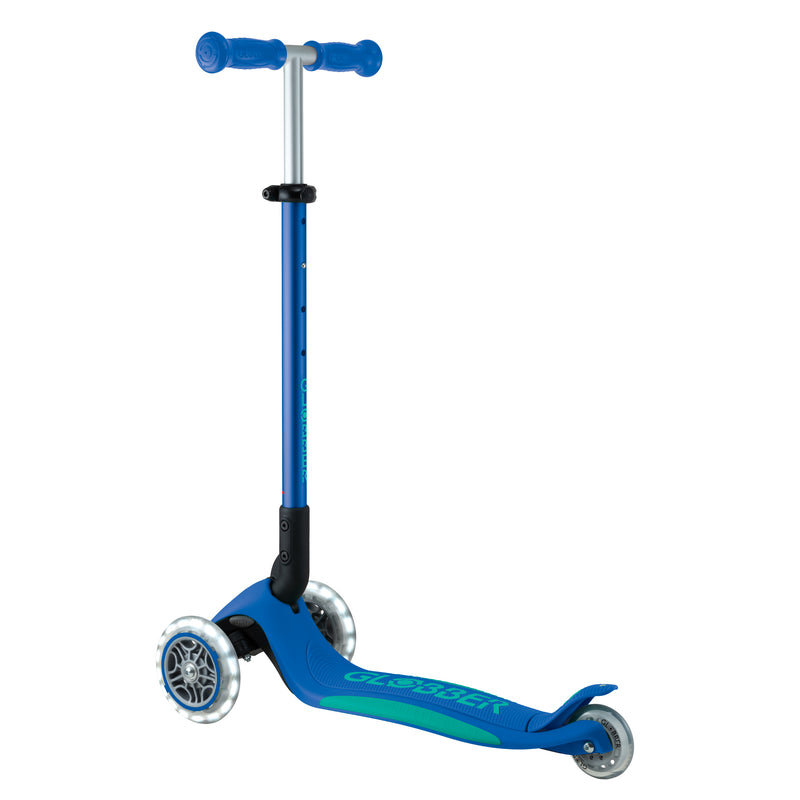 Globber - Primo Foldable Plus Lights | Navy Blue/Emerald Green