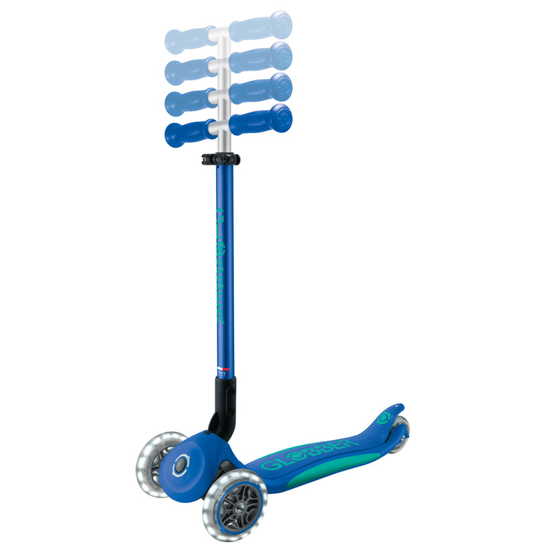 Globber - Primo Foldable Plus Lights | Navy Blue/Emerald Green
