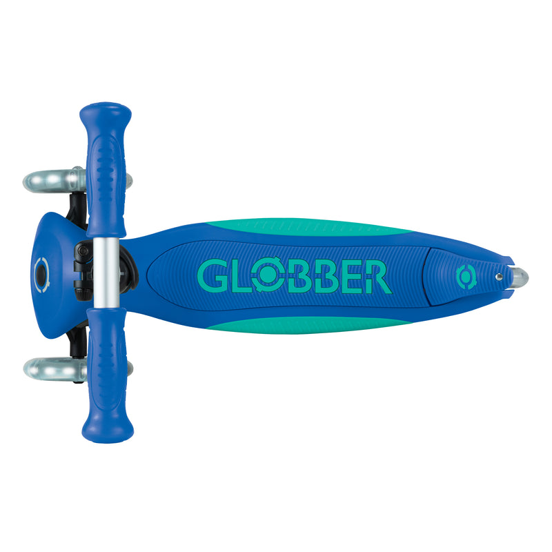 Globber - Primo Foldable Plus Lights | Navy Blue/Emerald Green