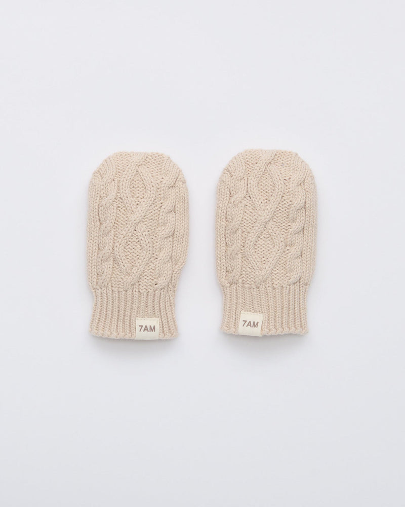 7AM - Cable Chunky Mittens - Wheat - 5-10Y