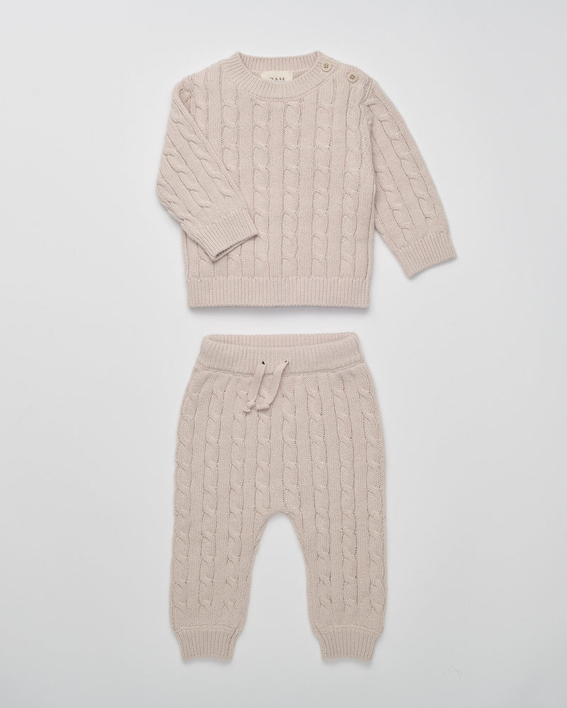 7AM - Cable Chunky Set - Wheat - 12-24M