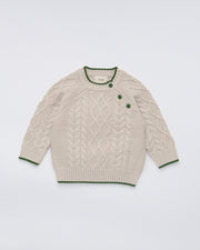 7AM - Cable Chunky Holiday Sweater - Wheat, Ivy - 1-2T