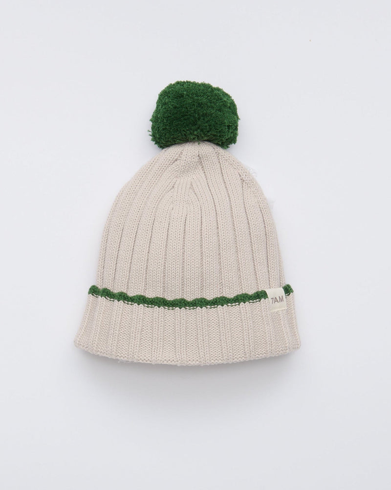 7AM - Chunky Holiday Ribbed Beanie - Wheat, Ivy - 0-6M