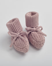 7AM - Chunky Bow Booties - Ash Rose - 6-12M