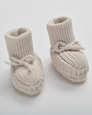 7AM - Chunky Bow Booties - Ecru - 6-12M