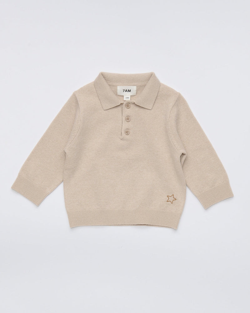 7AM - Polo Sweater - Bisque - 6-12M