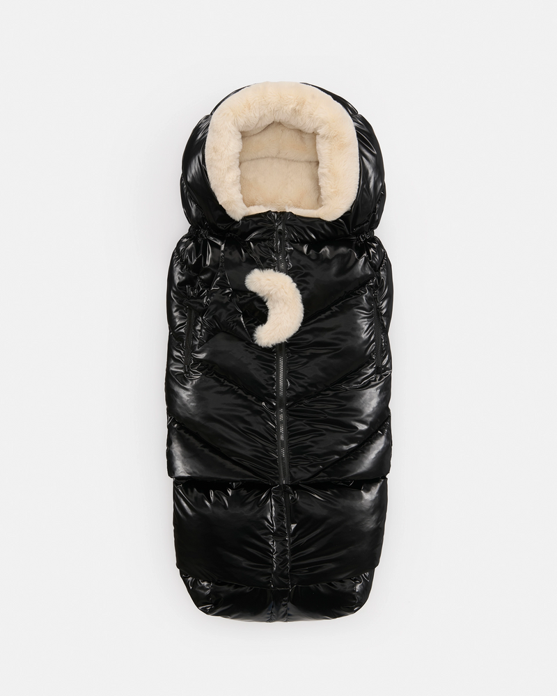 7AM - Blanket 212 Evolution - Black Liquid Shine Arctic White Faux Fur - 6M-4T