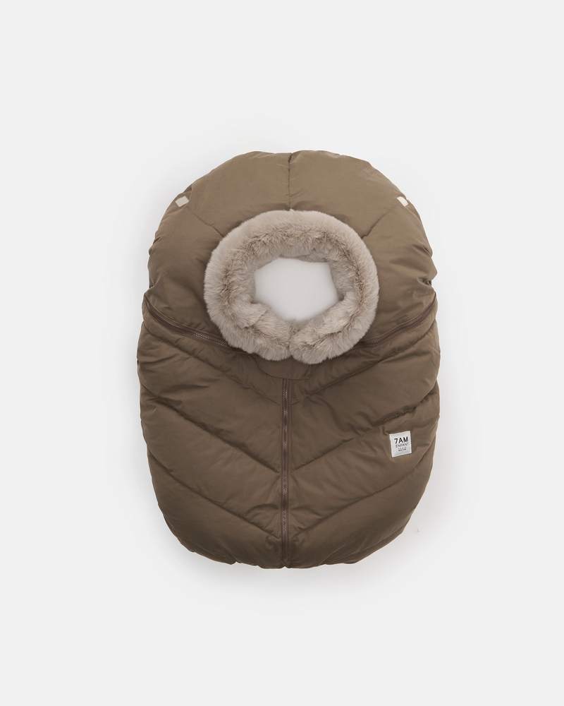 7AM - Car Seat Cocoon - Moss Brown Greige Fur - 0-12M