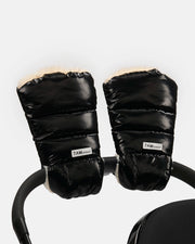 7AM - Warmmuffs - Black Liquid Shine Arctic White Faux Fur - OS