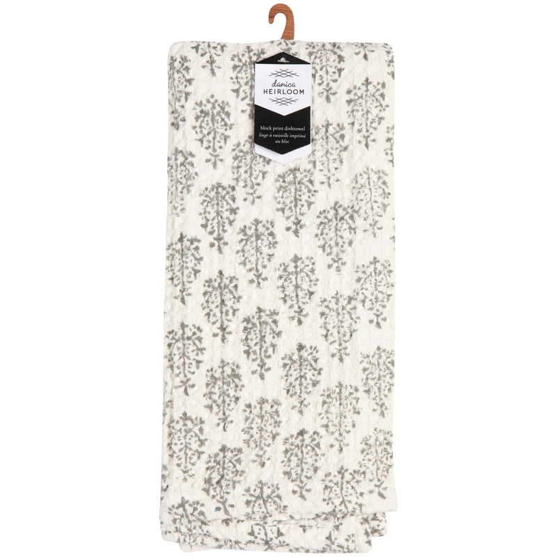 Heirloom - Kitchen Towel Block Print Waffle Blomma | Gray