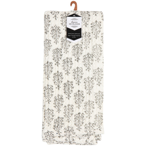 Heirloom - Kitchen Towel Block Print Waffle Blomma | Gray