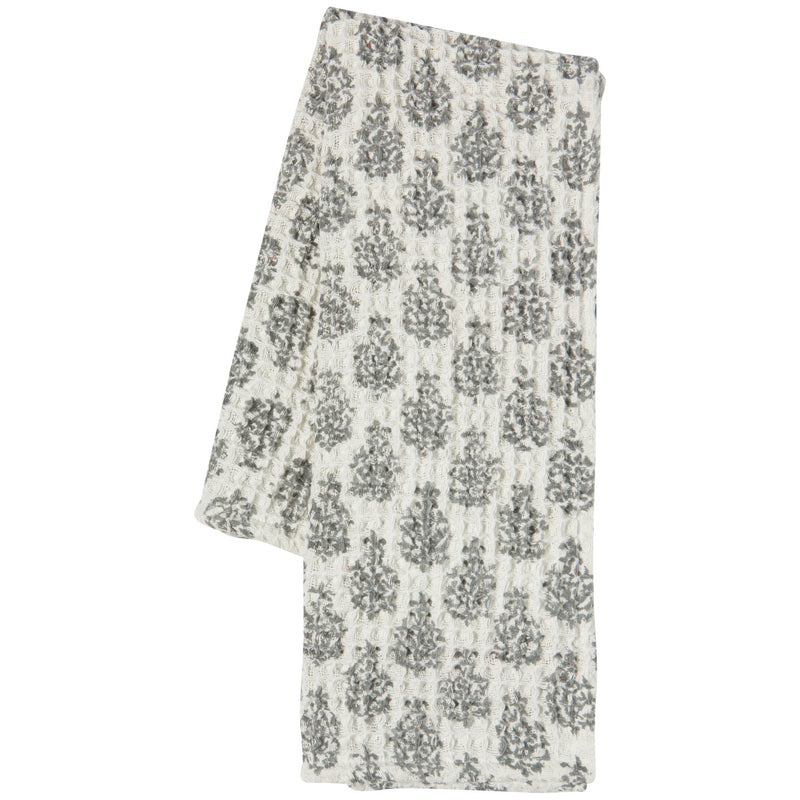 Heirloom - Kitchen Towel Block Print Waffle Blomma | Gray