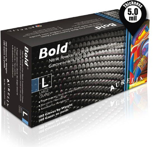 Aurelia - Bold Black Nitrile XL Gloves Powder-Free (100-PACK)