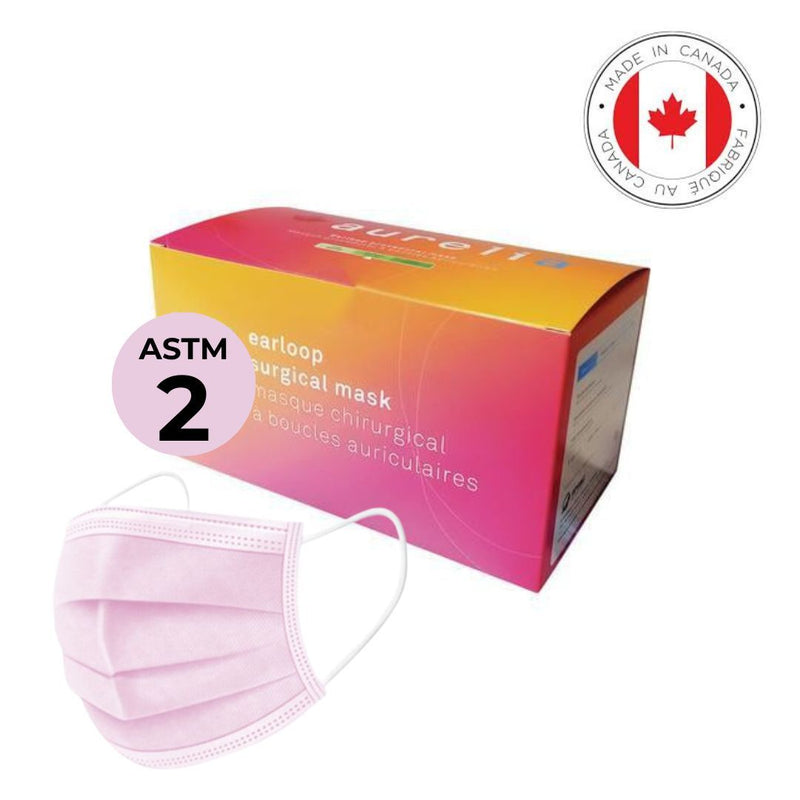 Aurelia - Disposable Procedural Pink Mask Level ASTM 2 (50-PACK)