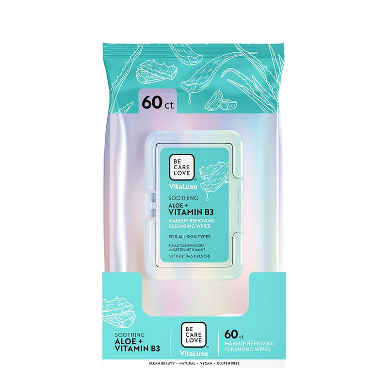 BCL Spa - Makeup Removing Cleansing Wipes Aloe + Vitamin B3 Vitaluxe (60-PACK)