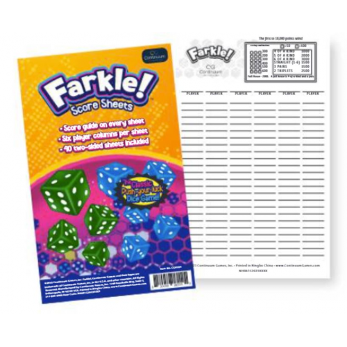 Continuum Games - Farkle - Scorepad