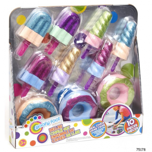 Goofy Foot Designs - Deluxe Chalk Set - 10-Piece Glitter Sidewalk Art Chalk