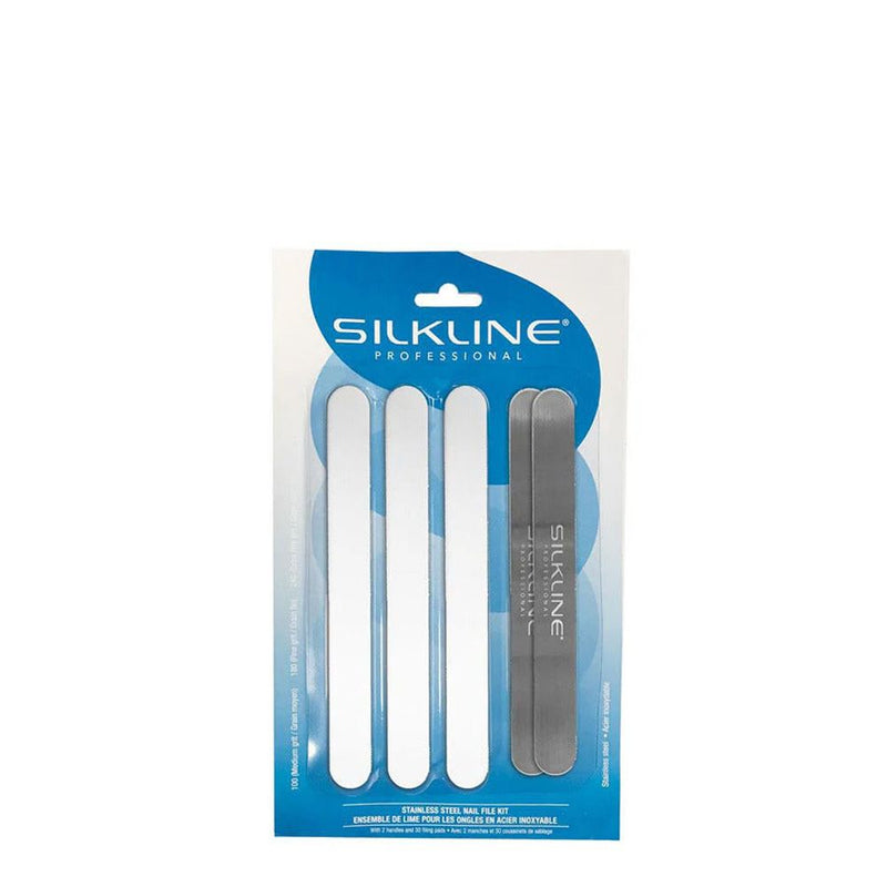 Silkline - Stainless Steel Nail File Kit of 2 + 30 Pads