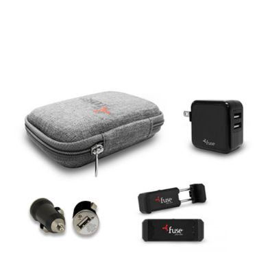Fuse - Fuse Travel Pack - Travel Pouch + Wall Charger 2 Port USB-A + Fuse Car Vent Clip Smartphone Holder + Car Charger 1 Amp 1 Port USB-A Bundle BULK