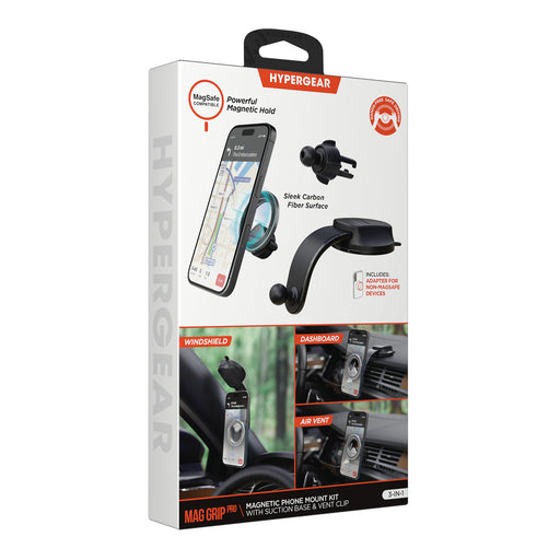 Hypergear - HyperGear Car Mount 3-in-1 Kit Mag Grip Pro - Black