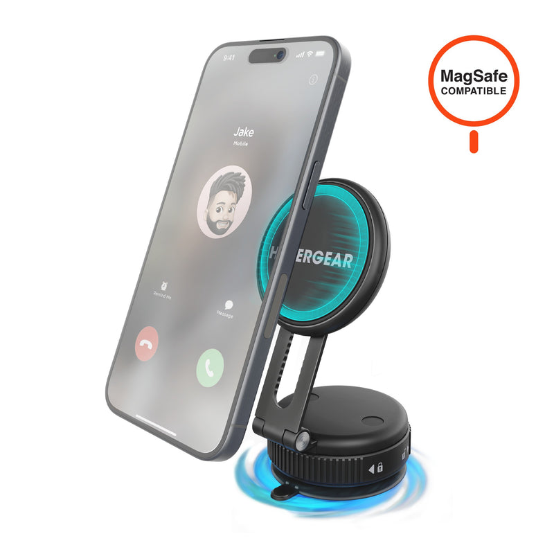 Hypergear - HyperGear Car Mount Mag Vac Magnetic with Multi-Surface Suction - Black