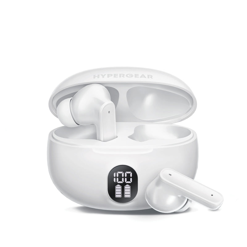 Hypergear - HyperGear Earbuds Bluetooth HyperBudz Basics Active Noise Cancellation 24hr Play Time - White