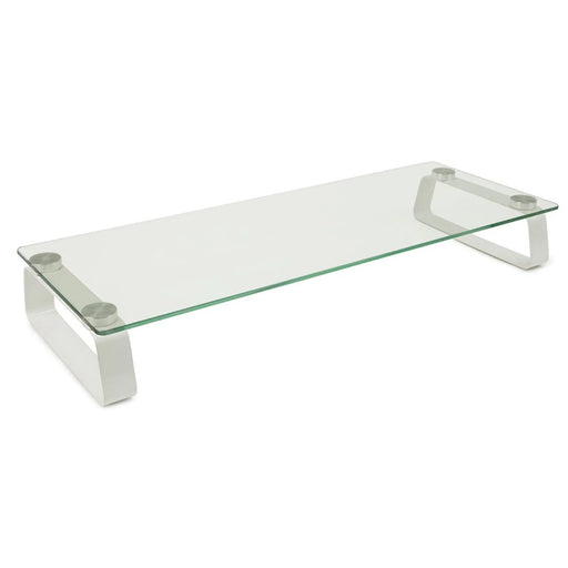 Mount-IT - Mount-It! Monitor & Laptop Stand Glass up to 44lbs Ergonomic & Elegant Design Rectangular Leg Base