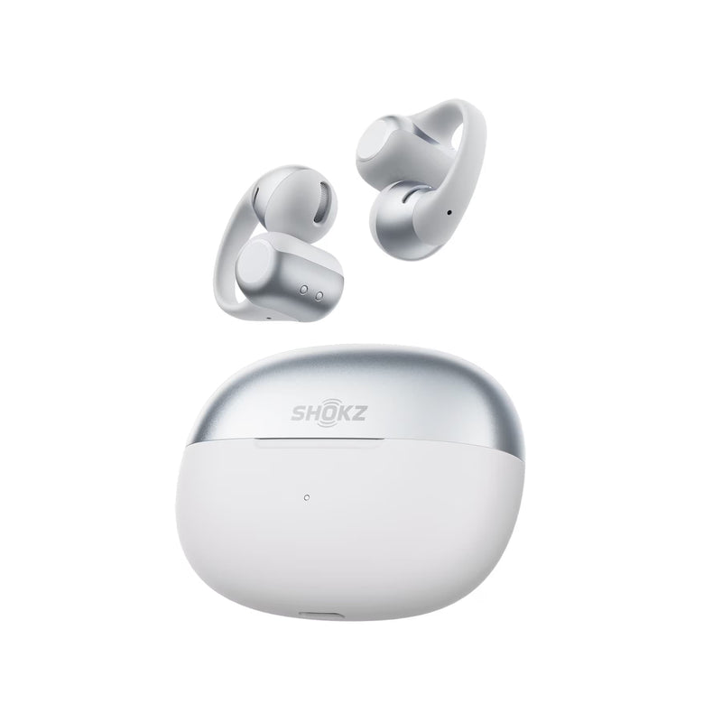 Shokz - Shokz OpenDots 2 GREY True Wireless Earbuds Clip On Nickel Titanium Ultra Lightweight Premium Dolby Audio Triple Mic - IP57 Water Resistant - Wireless Charge Case 40hr Playtime