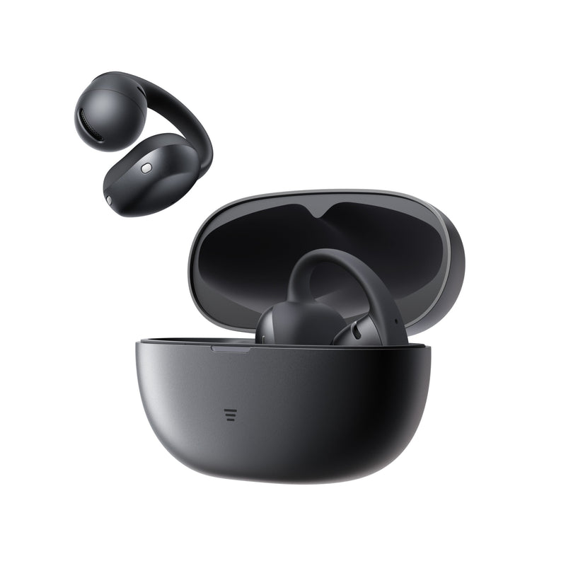 Shokz - Shokz OpenDots Air BLACK True Wireless Earbuds Clip On Nickel Titanium Ultra Lightweight Compact Comfortable Fit Balanced Sound Force Sensor Controls -  IP55 Water Resistant - 36hr Playtime