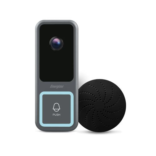 Energizer - Smart Doorbell & Chime, Wired 1080p Video Doorbell Security Camera, 2-Way Audio, Night Vision, Cloud & Card Storage, Works with Alexa & Google Home, Motion Sensor, Requires Existing Wires - Sliver