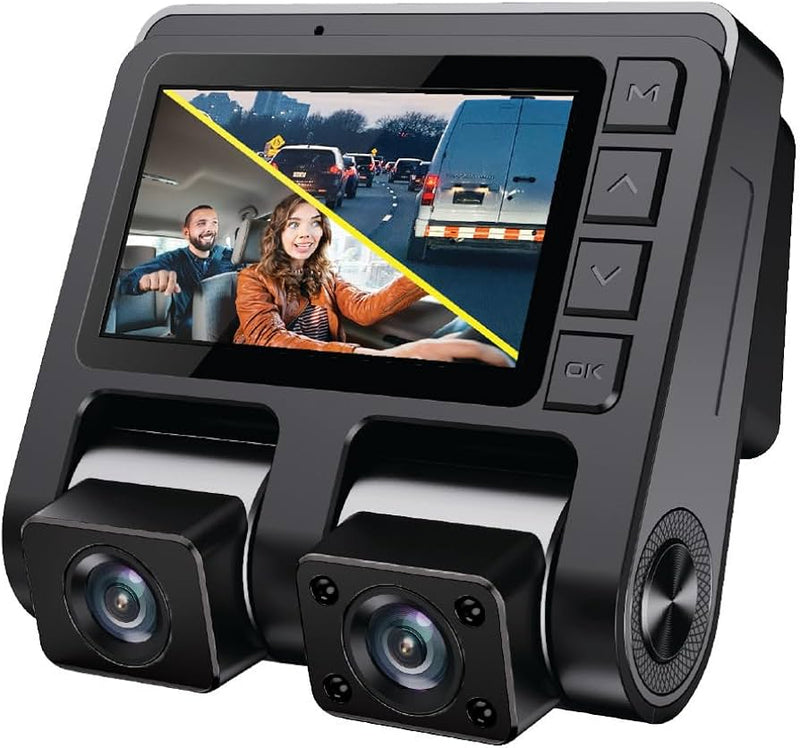 GekoGear - Dashcam - Orbit D110 Dual Front (1080p) & In Cabin View (1080p) 150 Degree Wide Angle G-Sensor 32GB MicroSD Included (support up to 128GB)  - Black