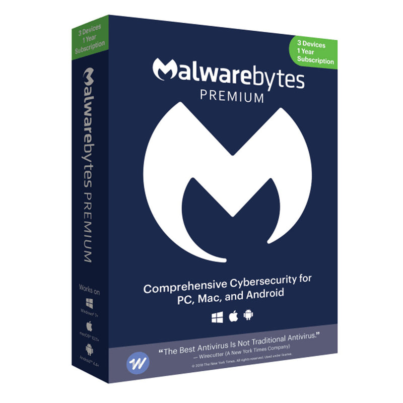 Malwarebytes - Premium 3-Device 1-Year BIL PC/MAC/Android/iOS