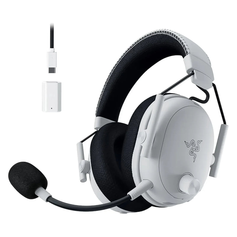 Razer - Gaming Headset Wireless BlackShark V3 Pro Hybrid ANC with Detachable HyperClear Full Band 12MM Mic THX Spatial Audio Bluetooth/2.4GHz/USB - White