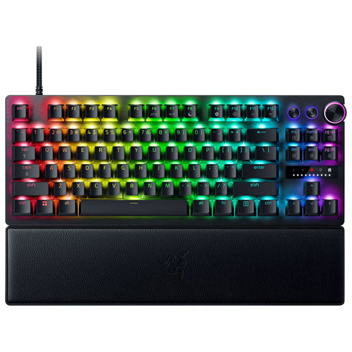 Razer - Gaming Keyboard Wired Huntsman V3 Pro TKL Analog Optical Linear Switches Snap Tap Rapid Trigger Adjustable Actuation Chroma RGB with Wrist Rest - Black