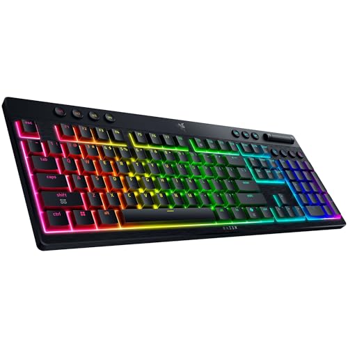 Razer - Gaming Keyboard Wireless BlackWidow V4 Low-Profile HyperSpeed Orange Mechanical Switches Bluetooth/HyperSpeed Multi-Function Roller Chroma RGB - Black