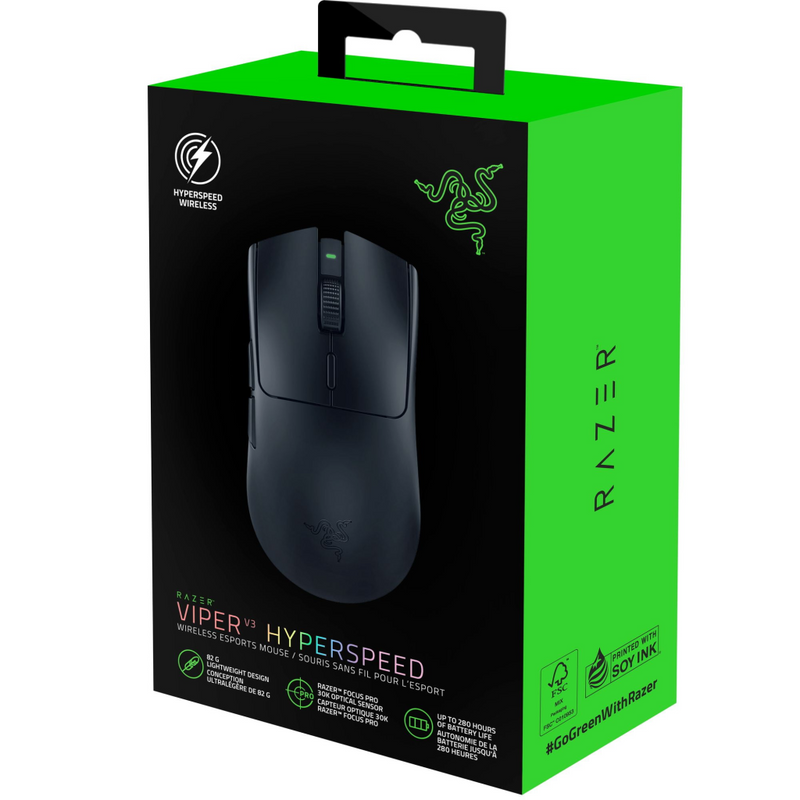 Razer - Gaming Mouse Wireless Viper V3 HyperSpeed Ultra Lightweight Esports 6 Buttons Focus Pro 30000 DPI Optical Sensor - Black