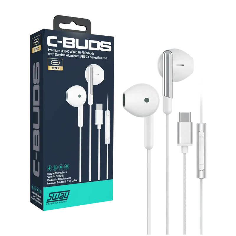 Sway - Earbuds Wired USB-C with Volume Control - White