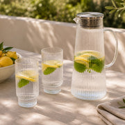 Brilliant - Ribbed Clear Pitcher with Lid 1.5 L