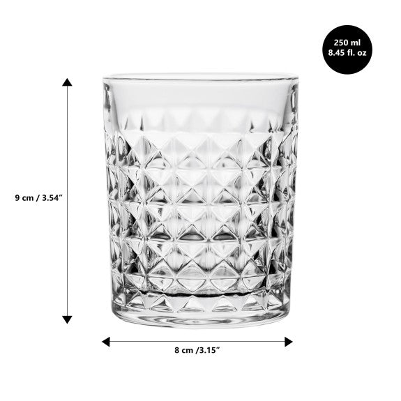 Brilliant - Diamond Old Fashioned Glass 250 ml, Set of 4