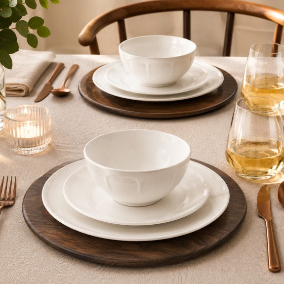 Brilliant - Walnut Wood Charger Plate 33 cm, Set of 4