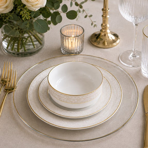 Brilliant - Gold Rimmed Acrylic Charger Plate 33 cm, Set of 4