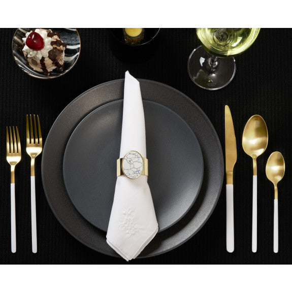 Brilliant - Medallion Marble White Napkin Ring, Set of 4