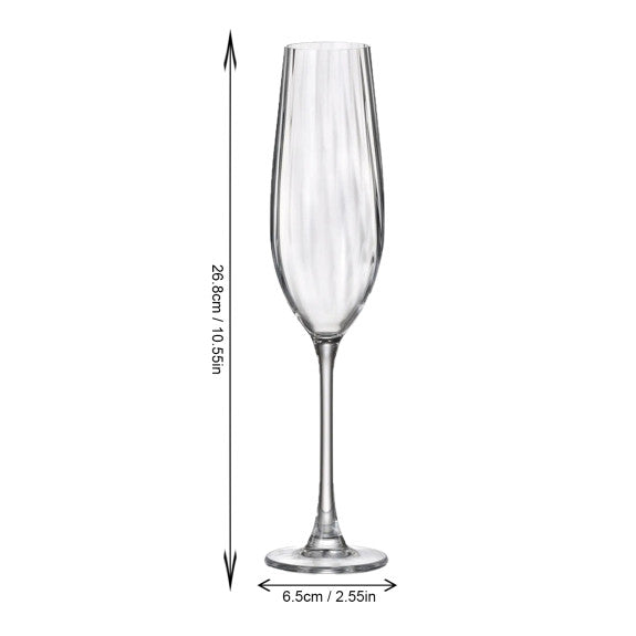 Crystalite Bohemia - Columba Optic Stemmed Flute Glass 260 ml, Set of 6