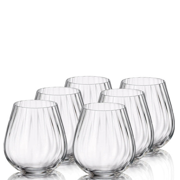 Crystalite Bohemia - Columba Optic Stemless Wine Glass 380 ml, Set of 6