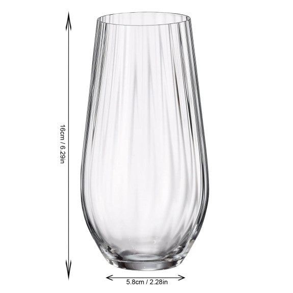 Crystalite Bohemia - Columba Optic Stemless Champagne Flute Glass 580 ml, Set of 6