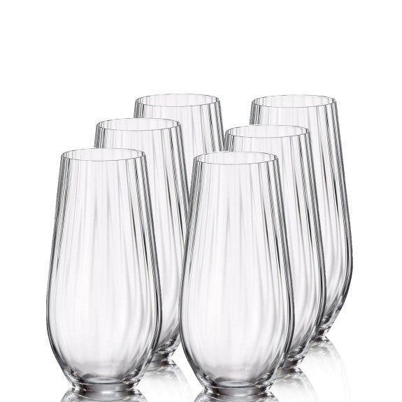 Crystalite Bohemia - Columba Optic Stemless Champagne Flute Glass 580 ml, Set of 6