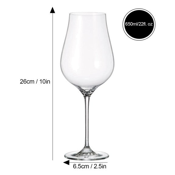 Crystalite Bohemia - Limosa Large Stemmed Wine Glass 650 ml, Set of 6