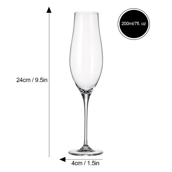 Crystalite Bohemia - Limosa Stemmed Flute Glass 200 ml, Set of 6