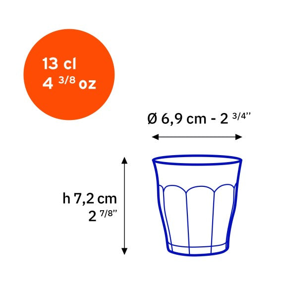 Duralex - Duralex Picardie Clear Glass Tumbler 130 ml, Set of 6